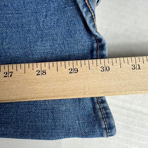 American Eagle Jean Women 37x30* High Rise Artist Flare Blue Faded Denim Tag 18R - Picture 12 of 16